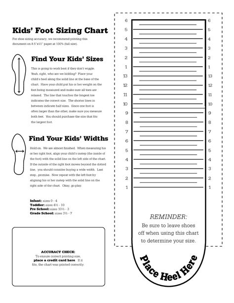 Printable Shoe Size Chart | Activity Shelter