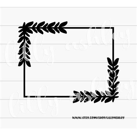 Rectangle Frame Border SVG PNG Leaf Border Rectangle Frame - Etsy Canada