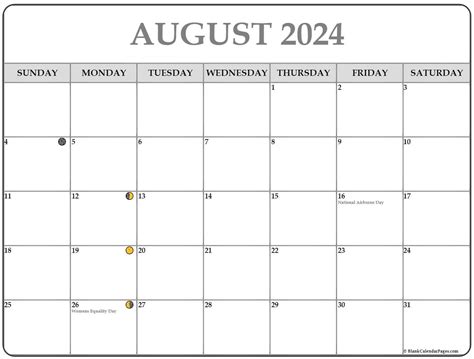 August 2024 Calendar With Moon Phases - 2024 Calendar Template