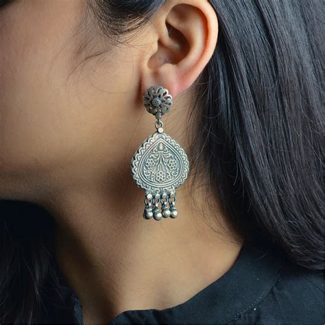 Beautiful Silver Earrings For Girls | Petal Designed Earring - Earrings, Jewellery - FOLKWAYS