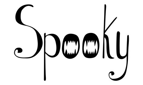 Word SPOOKY text with jaws silhouette. Banner lettering. Happy ...