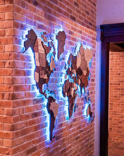 3D LED Wooden World Map in 2021 | World map wall art, Map wall art, World map decor