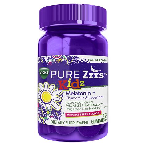 Vicks PURE Zzzs Kids Melatonin Sleep Aid Gummies,Berry, 0.5mg, 48 ct – BrickSeek