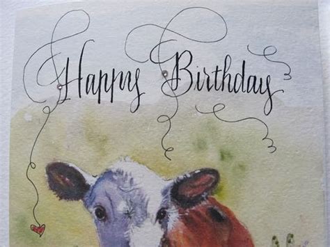 Happy Birthday Cow Card Watercolor Hereford Cow Card - Etsy