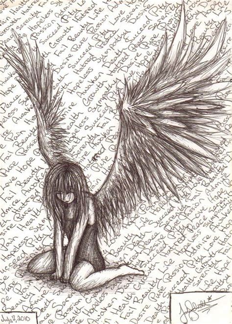 Fallen Angel Pencil Drawing - bestpencildrawing