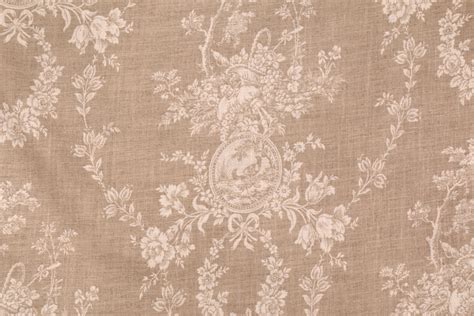 Waverly Country House Toile Printed Linen Drapery Fabric in Linen