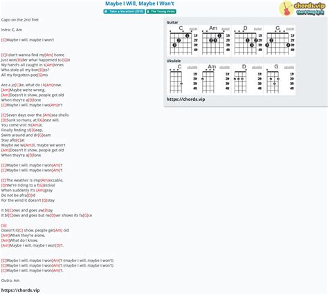 Chord: Maybe I Will, Maybe I Won't - tab, song lyric, sheet, guitar, ukulele | chords.vip