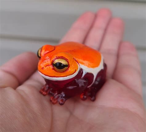 Blood Orange Tree Frog Friend Hand Painted Resin Frog - Etsy