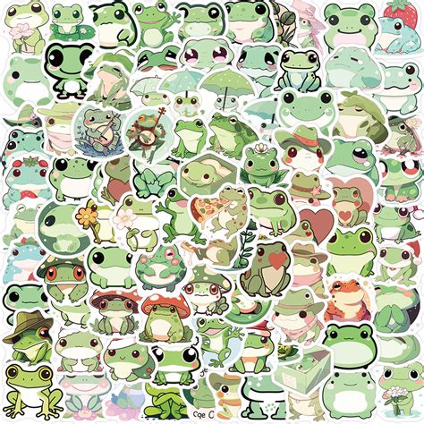 100Pcs/Set Q Funny Frog Mini Stickers Waterproof DIY Fashion Decals Doodle Stickers | Shopee ...