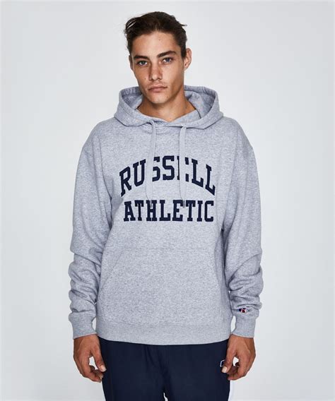 Russell Athletic - R.a. Logo Hoodie Grey Marle | Grey hoodie, Russell ...