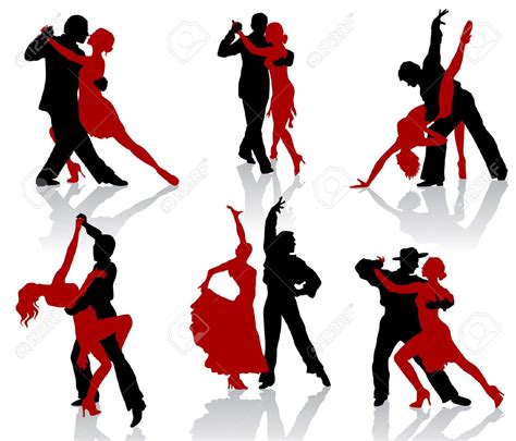 Silhouettes Of The Pairs Dancing Ballroom Dances. Tango. Royalty Free Cliparts, Vectors, And ...