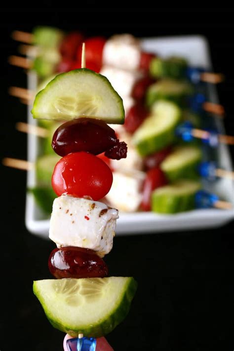 Easy Greek Salad Skewers Recipe - Low Carb Hoser