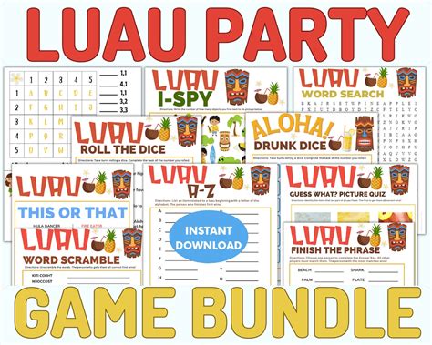 Luau Party Game Bundle Birthday Games Family Game Night - Etsy