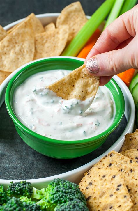 Healthy Garden Veggie Dip Recipe - Peas and Crayons