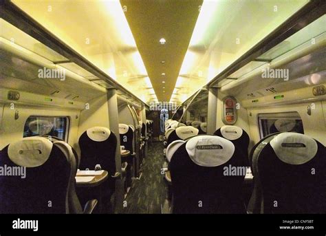 The interior of First Class aboard a Virgin Trains Class 390 Pendolino ...