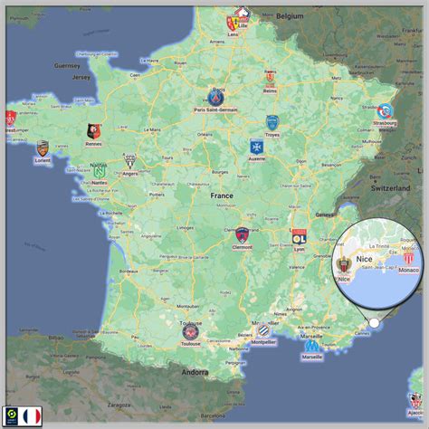 Map with the 20 teams of Ligue 1 (France) : r/soccer