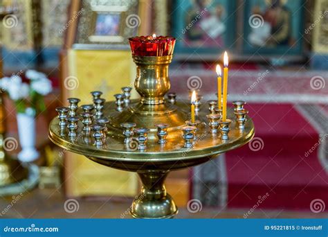 Burning Candles in a Church Stock Image - Image of church, pray: 95221815