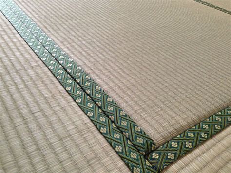 This is a close up of the tatami mats in our traditional Japanese room. The edging is a ...