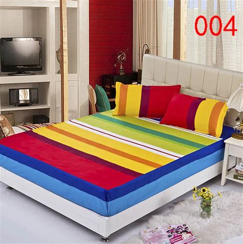 Rainbow Polyester Fitted Sheet Single Double Bed Sheets Fitted Cover Twin Full Queen Mattress ...