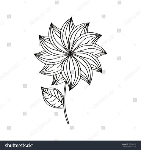 Dahlia Flower Decoration Sketch Vector Illusrtation Stock Vector (Royalty Free) 599060330 ...