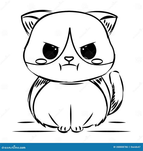 Isolated Cute Sketch of an Angry Cat Character Vector Stock Vector - Illustration of puppy ...