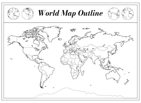 A4 Size World Map Outline Blank World Map, Cool World Map, Time Zone Map, World Time Zones ...