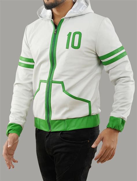 Handmade Ben 10 Omniverse Inspired Green and White Hooded Cosplay Leat – Fanzilla Jackets