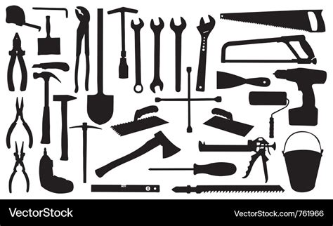 Construction tools silhouettes Royalty Free Vector Image