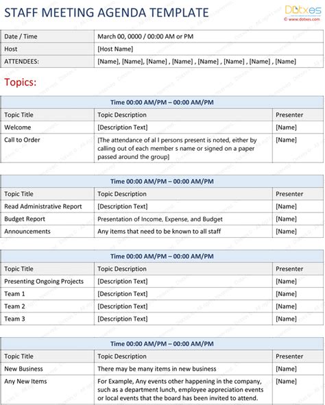 Staff Meeting Agenda Template - Write an Effective Agenda