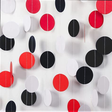 Red Black White Circle DOT Garland Kit Hanging Banner Streamer Backdrop for Wedding Graduation ...