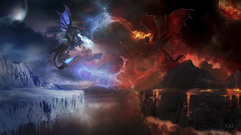 Fire Dragons Vs Ice Dragons Wallpaper