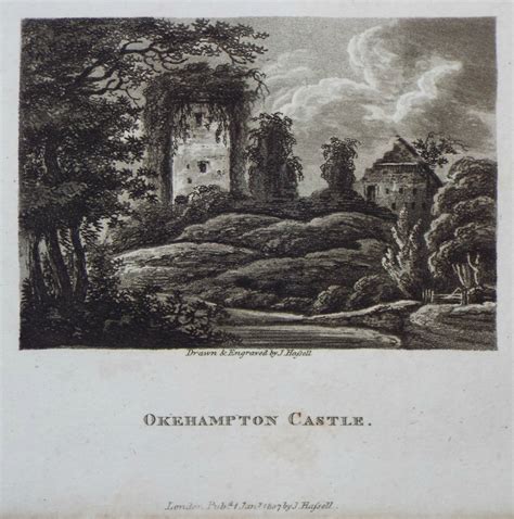 Antique Prints of Okehampton Castle