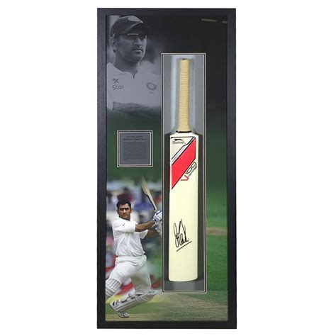 MS Dhoni Signed Cricket Bat Display - Elite Exclusives