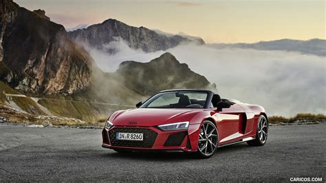 2020 Audi R8 V10 RWD Spyder (Color: Tango Red) | Front Three-Quarter