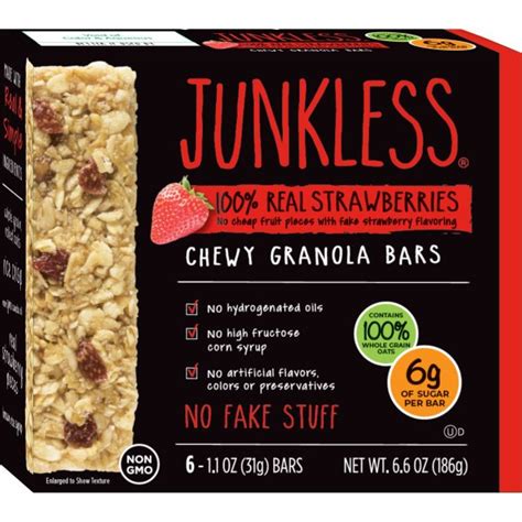 Junkless 100% Real Strawberry Chewy Granola Bar 1.1oz 48ct – Metropolitan Coffee House Office ...