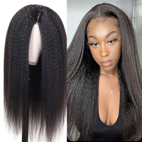 13x4 HD Lace Frontal Wig Kinky Straight HD Lace Wig Pre Plucked 13x4 Lace Front Human Hair Wigs ...