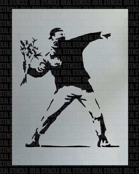 Banksy Flower Thrower STENCIL, HUGE Life size Wall ART Stencil, Banksy replica Painting Stencil ...