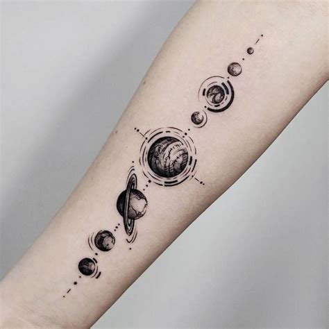 Solar System Silhouette Tattoo