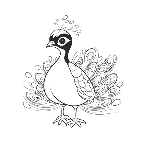 Peacock Coloring Page Vector Illustrations Vector Drawing Outline ...