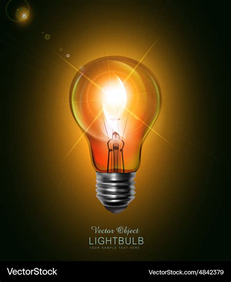 Light bulb glowing in the dark Royalty Free Vector Image