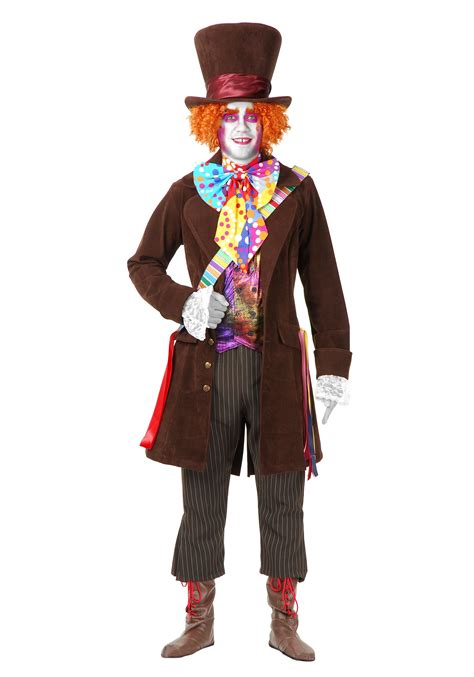 Men's Deluxe Mad Hatter Costume W/ Vest, Jacket, & Bow Tie