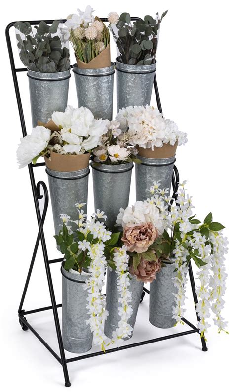 3-Layer Flower Bucket Rack | Holds 9 Bouquets