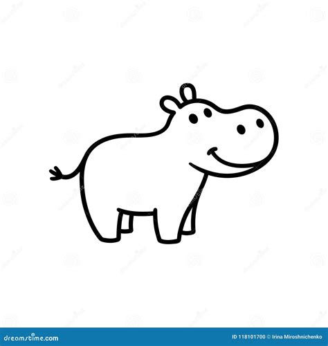 Cute cartoon hippo stock vector. Illustration of hippo - 118101700