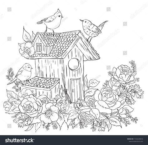 Coloring Pages Bird Houses / Bird And Bird House Coloring Pages : The cute little birds on this ...