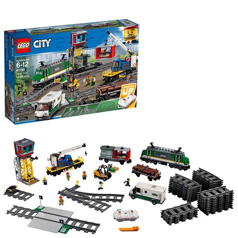 LEGO City Cargo Train 60198 Remote Control Train Building Set with Tracks for Kids, Top Present ...