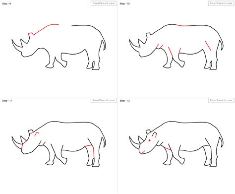 how to draw a rhino easy Drawing kids rhinoceros draw steps tutorials - Step by Step Drawing