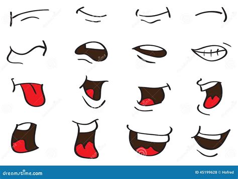 Cartoon Mouth Expressions Vector Designs Isolated on White Stock Vector - Illustration of grin ...