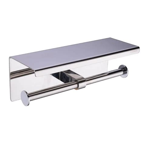 Wall Mount chrome Stainless Steel Double Roll Toilet Paper Holder Storage bathroom Towel ...