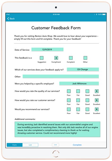 Customer Feedback Form Template Word