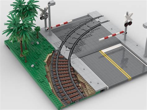 LEGO MOC Curved Train Track Mils Road Railroad Crossing by Bevinsbricks | Rebrickable - Build ...